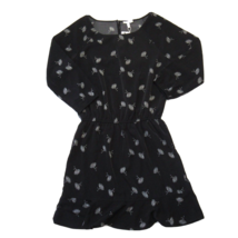 NWT Joie Arryn B in Caviar Black Feather Fan Print Blouson Dress S $248 - £34.27 GBP