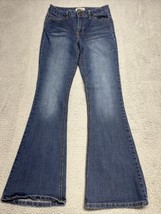 Blue Spice Jeans Flared Denim Women&#39;s Size 9 Blue Low Rise Dark Wash Whisker - £10.02 GBP