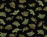Cotton Turtles Reptiles Animals Black Cotton Fabric Print by the Yard (D... - $12.95