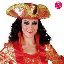 Deluxe Red / Gold Tricorn Hat - Panto Prince Charming Hat - $23.43