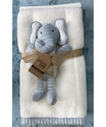 New Chick Pea Ivory Baby Blanket Set Gray Ribbed Plush Elephant Toy 30&quot; ... - $73.94 CAD