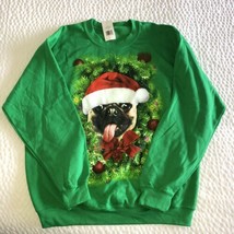 Well Worn  Green Cotton Christmas Holiday Dog Pug Pullover Sweatshirt La... - $19.40