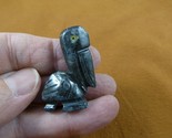 (Y-BIR-PE-24) gray tan PELICAN carving Figurine soapstone Peru I love pe... - $8.59