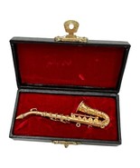 Dollhouse Saxophone Miniature Musical Instrument Velveteen Carry Case - $31.62