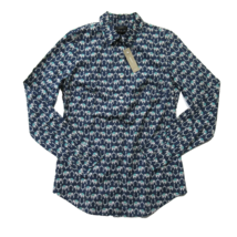 NWT J.Crew Tall Perfect Shirt in Navy Blue Washed Elephant Print Button Down 4T - £34.69 GBP