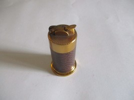 VTG. EVANS BRASS TABLE LIGHTER W/BROWN LEATHER CASE GUC UNTESTED - $20.25 CAD