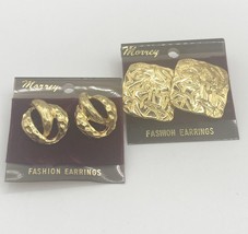 Morrey Gold Tone Fashion Pierced Earrings 2 Pair New Old Stock - $8.95