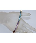 Fine 14K Yellow Gold Multi Color Gemstone Tennis Bracelet 7&quot; Long - $2,250.00