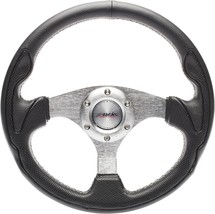 Simoni Racing Universal 320mm Leather Steering WHEEL 3 Spoke Black Car Sim - £63.26 GBP