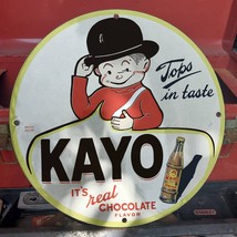 Vintage Kayo Chocolate Flavor Drink Beverage Porcelain Gas &amp; Oil Pump Sign - £97.78 GBP