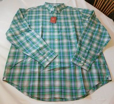Roundtree &amp; Yorke Men&#39;s Long Sleeve Button Up Shirt Size L Plaid Green M... - £20.74 GBP
