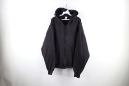 Vintage 90s Streetwear Mens XL Faded Blank Union Made Full Zip Hoodie Black USA - £55.52 GBP