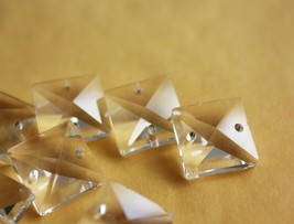 20 Clear 18MM Glass Square Bead Crystal Prism Chandelier Chain Lamp Part 2 Hole - £7.11 GBP