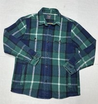 Vtg Abercrombie &amp; Fitch Mens M Blue Flannel 90s Oversized Plaid Shacket ... - $36.90