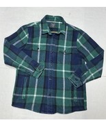 Vtg Abercrombie &amp; Fitch Mens M Blue Flannel 90s Oversized Plaid Shacket ... - $688.50 MXN