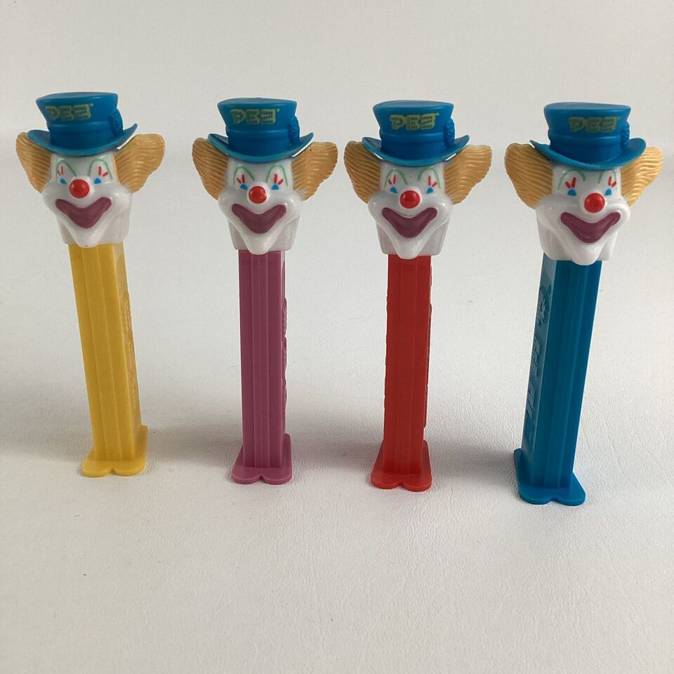 Pez Candy Dispenser 4pc Lot Circus Clown Peter Pez Bozo Container Vintage 70s - $25.21