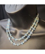 Vintage Necklace 16” West Germany Two Strand Mid Century Light Blue Clea... - $19.79