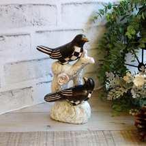 Black and White Checked Bird Figurine Courtly Decor Checkered Bird Figurine - $45.00