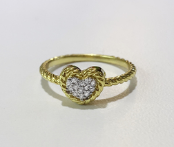 David Yurman Yellow Gold Pave Diamond Petite Heart Ring - $575.00