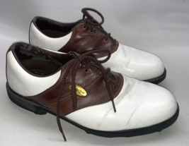 FootJoy Golf Shoes Brown White Leather Soft Spikes Contour Series Size 9 M 57817 - £16.19 GBP