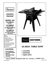 Craftsman 113.298141 113.298031 113.298151 Table Saw Instruction Manual - £15.22 GBP