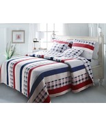  Red White And Blue Nautical Stripe  Cotton Reversible Bedspread  Quilt ... - $2,379.37 MXN