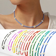 Colorful Small Beads Chain Collar Necklace for Women Daisy Flower Charm Choker N - £3.09 GBP+