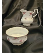 Richmond Bone China Rose Time Gold Rim &amp; Pedistal Sugar Bowl &amp; Creamer Set - £36.00 GBP