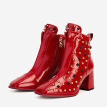 The Infanta Red Leather Block Heel Women Boot image 2
