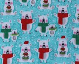 Fleece Polar Bears Winter Christmas Animals Blue Fleece Fabric Print BTY... - $10.97