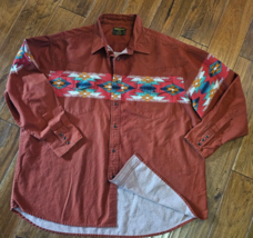 Rustler Wrangler Aztec Southwest Snap Rust Colored Western Shirt LS Men&#39;... - $29.69