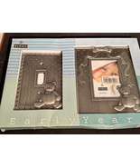 Burnes Teddy Bear Silvertone Gift Set Picture Photo Frame w/ Light Switc... - $14.94 CAD