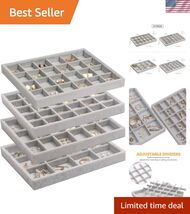 Set of 4 Stackable Velvet Jewelry Trays Organizer, Jewelry Display Stora... - $78.39