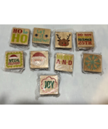 9pc lot WOODEN CHRISTMAS HOLIDAY RUBBER STAMPS 2&quot;x2&quot; -7 Style Variations... - $10.65 CAD