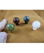 (Y-MUSH-5) 4 Mushrooms gemstone pink brown green gray carving mushroom s... - $14.55 CAD