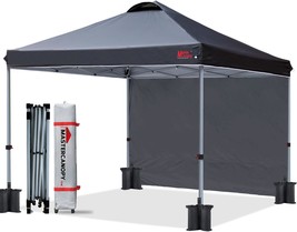 Mastercanopy 10-By-10-Foot Black Pop-Up Canopy Tent With One Sidewall For - £152.51 GBP