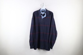 Vintage Tommy Hilfiger Mens Large Faded Striped Long Sleeve Rugby Polo Shirt - £31.71 GBP