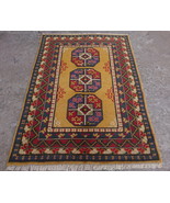 Geometric Gold Bokhara Turkmen 4x6 Rug - $8,338.56 MXN