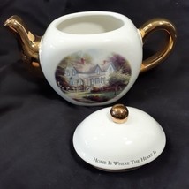 Thomas Kinkade Painter of Light Teapot Home Is Where the Heart Is 11 Gold Spout - £14.88 GBP