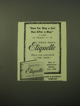 1948 Emily Post&#39;s Etiquette Book Ad - How far may a girl run after a man - £14.54 GBP