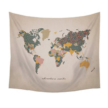 Adventure Awaits World Map Wall Hanging Tapestry - £42.39 GBP