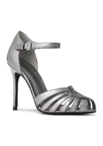 New Michael Kors Gray Silver Leather Mari Jane Stiletto Pumps Size 8.5 M $128 - $89.99