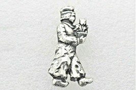 Vintage Dutch Boy with Tulip Flower Pin REAL SOLID .925 Sterling Silver 8.4 g - £69.63 GBP