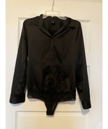 Moda International Bodysuit Long Sleeve Shirt Size M Medium Black - $15.84