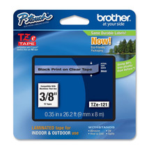 Brother TZe121 9mm 3/8" black on clear P-Touch TZ tape PT D200 D400 2730 2730VP - £26.37 GBP
