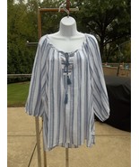 NWT UNIQUE SPECTRIM WHITE&amp;BLUE STRIPED TOP 3X - $19.99