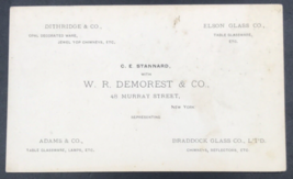 Antique Business Calling Card WR Demorest &amp; Co NY Glassware Opal Jewel C... - £14.55 GBP