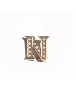 Vintage Seed Pearl Letter N Gold Filled Pin 1940s - £54.91 GBP