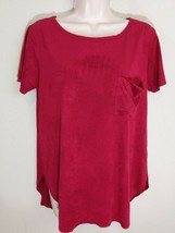 Another Love Boutique Women Red Short Sleeve Top Blouse Soft Suede-Like ... - £11.78 GBP