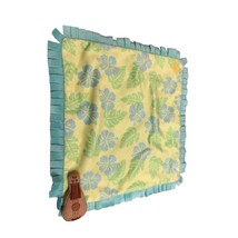 Lovey Security Blanket Stich Green Yellow With Brown Guitar Hook & Loop 11.5 in - $10.88